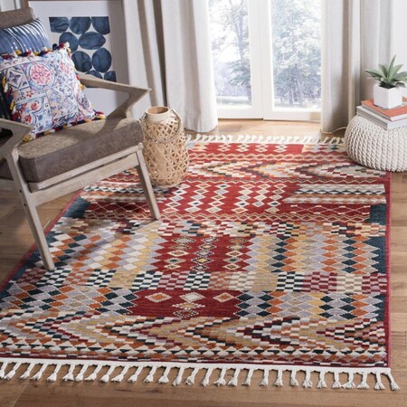 Safavieh 6 x 6 ft. Farmhouse 849N Power Loomed Square Area Rug Navy & Red FMH849N-6SQ
